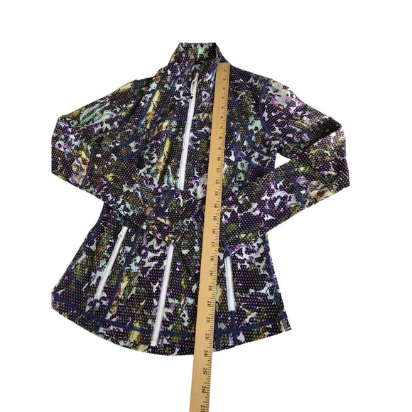 Lululemon Define Jacket Womens 4 Floral Full Zip Thumb Holes Purple Green - Picture 7 of 10